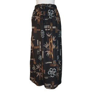 Vintage 1970s/Early 1980s Tiki-Style Brown Skirt/Strapless Dress